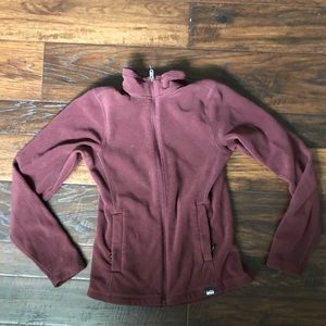 REI maroon merlot XS warm sweater zip up fleece